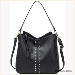 Medium Vegan Leather Hobo Bag Convertible Crossbody Shoulder Purse